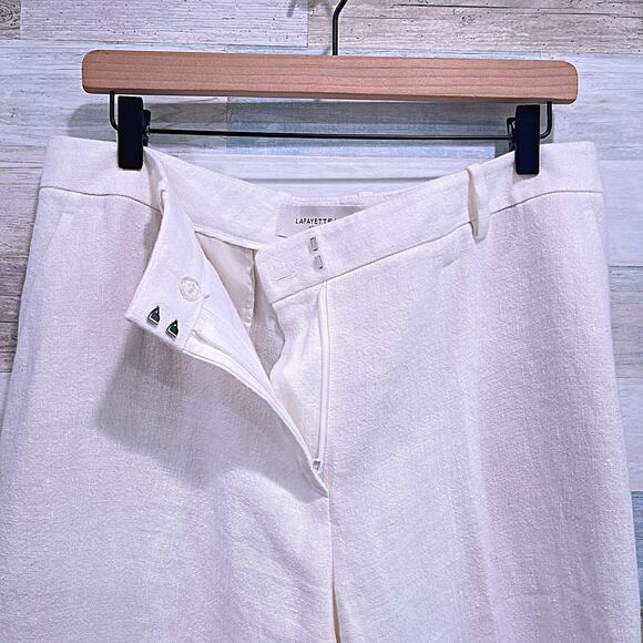 LAFAYETTE 148 100% Linen Gates Pants Ivory/Cream Dress Career Work Womens US 12 - Picture 3 of 8